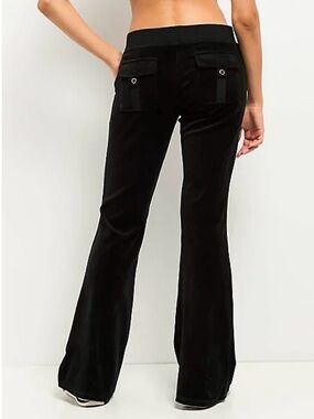 Juicy Couture Black Velour Flap Pocket Pants Women’s Size Large